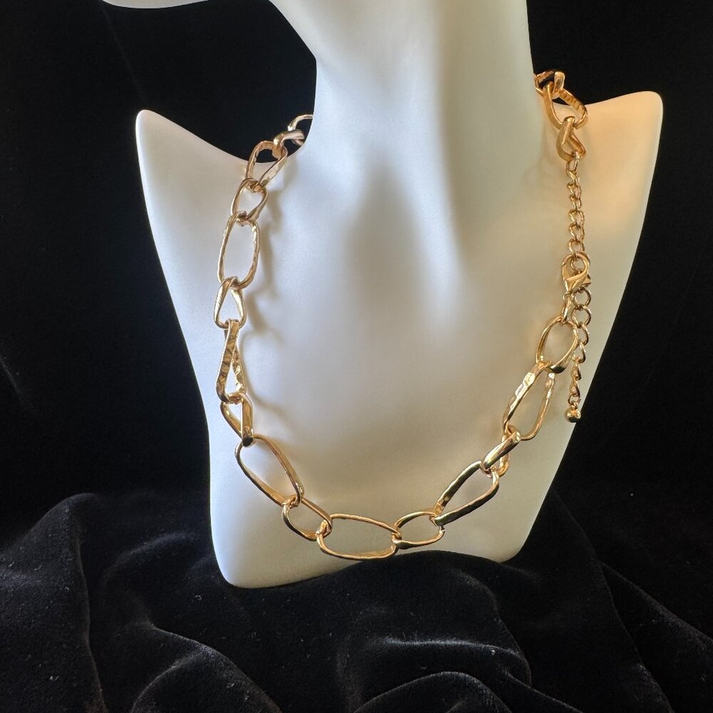 J Crew Chainlink Necklace Twisted Mixed Oval - Picture 2 of 4